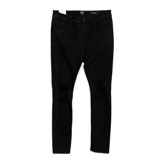 Cotton On Men's Size 32x32 Super Skinny Distressed Jeans Jet Black Blow Out NEW - Picture 1 of 11